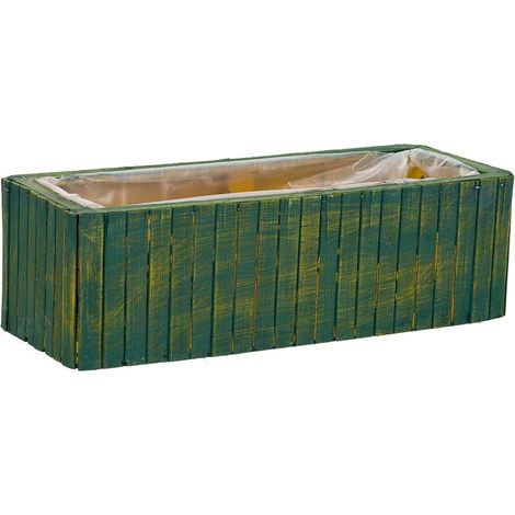 Cesto Rectangular de madera verde 35.5x14.5x11 (1/5)