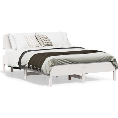 Cadre de lit sans matelas blanc 120x190 cm bois de pin massif (1/5)