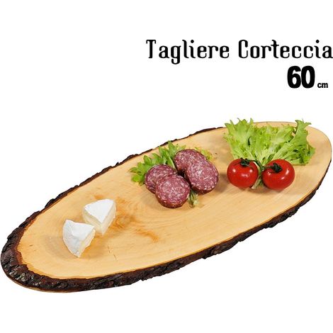 Tagliere Ovale In Legno Corteccia 60 cm Salumi Formaggi Affettati Antipasti