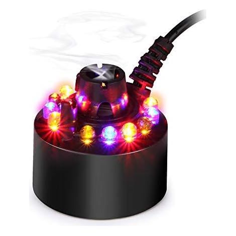 Couleur Changeante 12 lumières LED brumisateur Eau Fontaine étang Fogger air humidificateur atomiseur avec Adaptateur Secteur (Noir) (1/5)