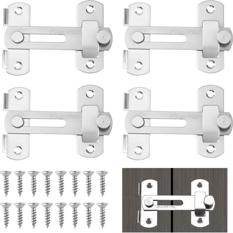 Lot de 4 loquets de porte coulissantes en acier inoxydable (1/5)
