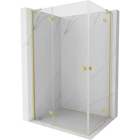 Mexen Mist-H L Duo cabina de ducha abatible izquierda 85 x 75 cm, transparente, dorada cepillada - 8A5L-085L-075P-55-00 (1/5)