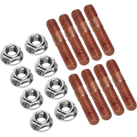 Kit de Goujons Turbo Filetés M8 1.25, Goujon de Barre de Tige Filetée en Métal de 8 Mm 8 Pièces, Résistant à la Haute Pression, Matériel D'écrou de Boulon de Goujon de Collecteur (1/5)
