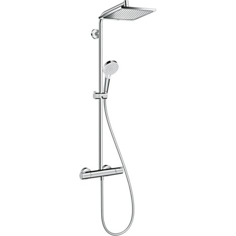Hansgrohe – Colonne de douche thermostatique Crometta E 240 – Douche de tête 240mm – Jet Rain – Longueur flexible 1,60m – Finition chrome