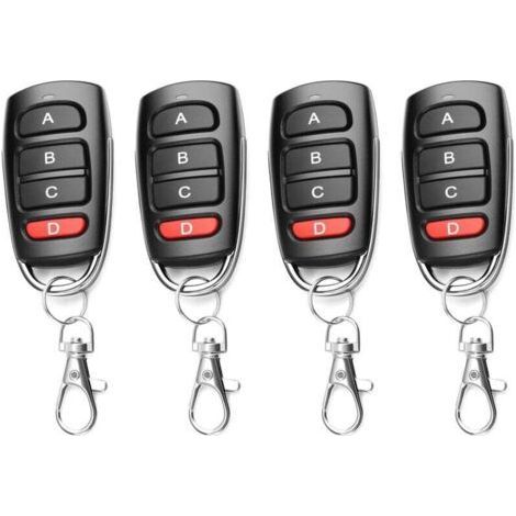 4PCS Telecommande Universelle Portail 433 Mhz, Duplicateur Porte de Garage Telecommande, Telecommande Garage Remplacement Sans Fil à 4 Boutons, Clonage Porte de Garage pour Porte Électrique (1/5)