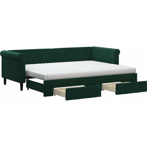 Maison Exclusive - Divano Letto Estraibile Cassetti Verde Scuro 80x200cm Velluto