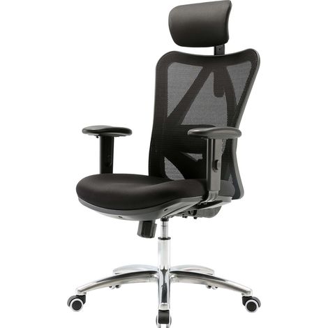 Chaise de bureau HWC-J86, chaise de bureau, ergonomique, appui-lordose réglable charge maximale 150k (1/4)