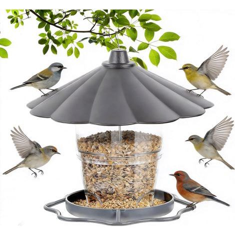 Mangeoire Oiseaux Suspendue, 1000 ML Mangeoire Oiseaux Exterieur, Pliable Mangeoires Plastique Transparent Bird Feeder Peut être Suspendu aux Branches ou aux Balcons (1/5)