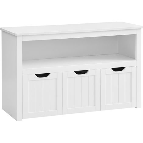 Vasagle – Commode enfant avec roulettes – Meuble de rangement pour jouets 102 x 30 x 60 cm – Panneau MDF blanc – SKU LHS380W01