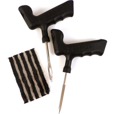 Schlauchloses Reifenreparaturset – 5 selbstvulkanisierende Stopfen – Stahl und Gummi – Schnelle Reparatur ohne Demontage – Pkw und Transporter – Schwarz (1/3)