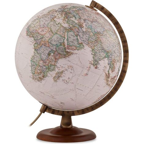 Tecnodidattica - Mappamondo National Geographic Gold Executive Cartografia Fisico-Politica Stile Antico Luminoso Base in Legno e Meridiano in Metallo Testi in Italiano Diametro 30 cm (1/5)