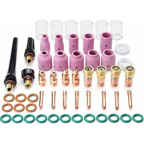 55-teiliges WIG-Schweiß-Zubehör-Set, obere Gaze-Glasabdeckung, beständiges Aluminiumoxidglas für WP-17/18/26, 55-teilig (1/5)