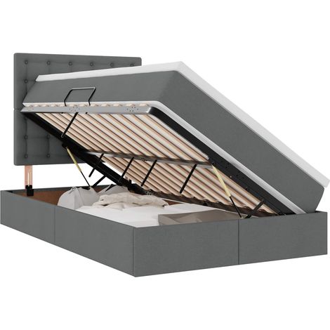 Maison Exclusive - LED-Speicherbett mit Matratze Dunkelgrau 120 x