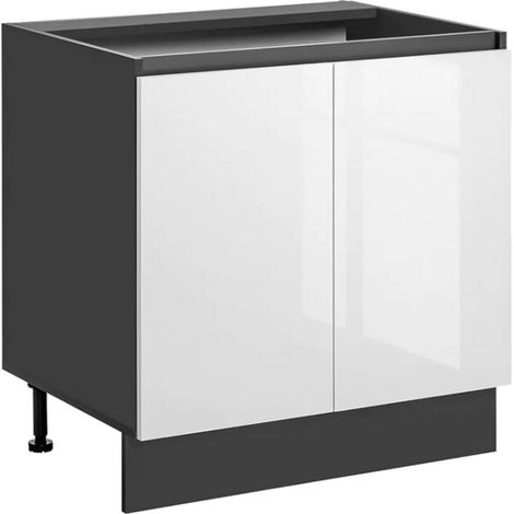 Placard bas de cuisine à double portes "Dalia" - Blanc/Gris graphite - L 80 x H 86,6 x P 56 cm - Livraison gratuite (1/3)