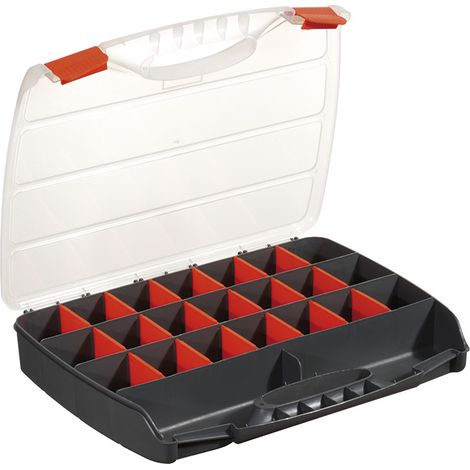 Maletin piezas pequenas 21 compartimentos extraibles 380x310x60mm Fervi C315