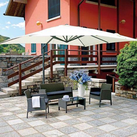 Ombrellone da giardino quadrato 3x3 mt con maniglione antracite, completamente ruotabile
