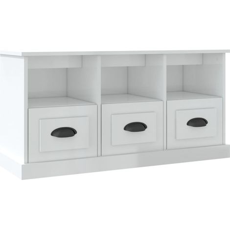 Mobile TV multimediale scaffale per televisione televisore buffet sala da pranzo soggiorno camera da letto lucido 100 x 35 x 50 cm derivati del legno bianco 020026978