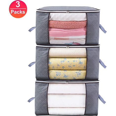 Bolsa de almacenamiento a prueba de humedad Bolsa de almacenamiento para ropa de cama Espesa gran capacidad Bolsa de almacenamiento con cremallera estable para mantas, ropa de cama, ropa de cama, 60 x (1/5)