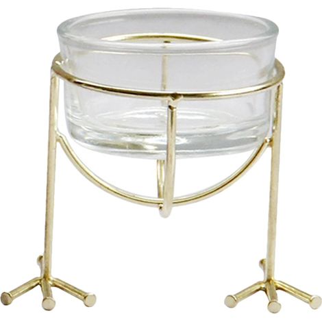 Support Pour Bougie Tealight - Support En Métal Doré Et Verre - Décoration Intérieure Pour Table Étagère Cheminée - Lot De 1 (1/5)