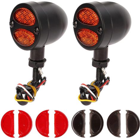 1 Paire de Clignotants LED Moto Double Couleur, Feux de Signalisation Universels 12V pour Motocyclette, Indicateurs Noirs (1/4)