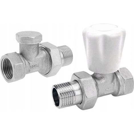 Set radiatore dritto 1/2" manopola bianca