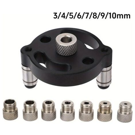 Kit de positionnement pour perçage vertical, pour le perçage centré, avec 8 douilles de perçage de 3 à 10 mm, positionneur pour perçage vertical, outil pour le travail du bois, guide de perçage réglab (1/5)