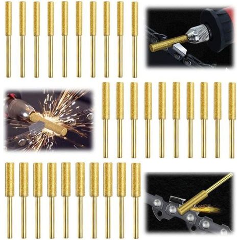 Online Store - 30 Piezas Gabarit Affutage Chaine de Tronconneuse, Diamant Affuteur Affuteuse de Chaine Tronçonneuse, Lime pour Chaine de (1/5)