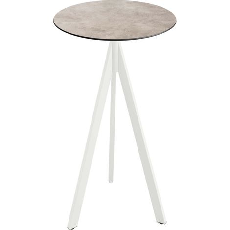 Infinity Tripod mange-debout avec piètement blanc + plateau HPL Moonstone Ø70 cm - Feros (1/4)
