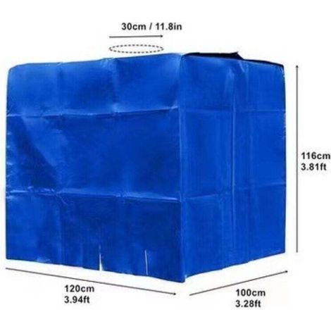 Couvercle de réservoir d'eau 120x100x116 cm (bleu), adapté aux réservoirs d'eau de 1000 litres, couvercle de protection pour réservoir d'eau, résistant à la poussière, aux UV et à la pluie. (1/4)