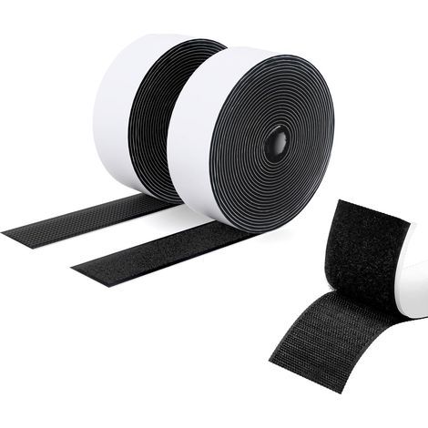 Ruban adhésif double face à crochets et à boucles, 30MM x 3M Ruban adhésif autocollant, bandes robustes, ruban à emboîtement pour cadres de photos, moustiquaires, tapis, bricolage Noir