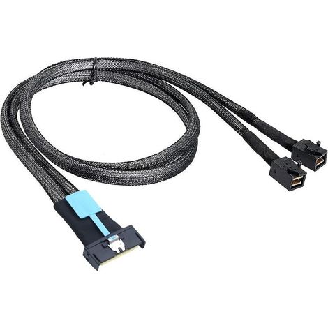 MCIO 8i auf 2 x SFF 8643 PCIe Gen5 Kabel, MCIO 8X auf SAS HD SFF 8643 Hochgeschwindigkeitskabel für Rechenzentrumsserver, 1 m