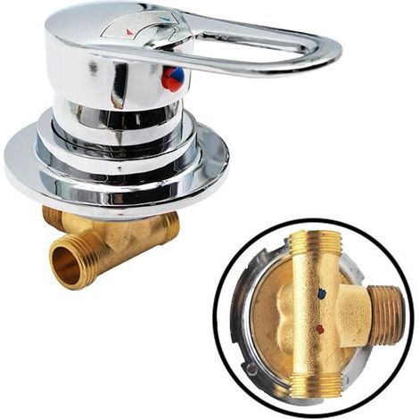 Mitigeur Robinets De Douche en Laiton Vanne De Dérivation Mélangeur D'eau Froide et Chaude Robinet De Baignoire Pour Salle De Douche/salle De Bain (Threaded) (1/5)