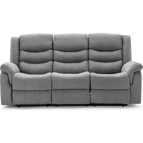 SEATTLE MANUAL FABRIC RECLINER 3+2+1 SUITE SOFA ARMCHAIR SET GREY 3 SEATER (1/5)