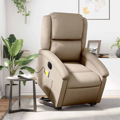 Massagesessel mit Aufstehhilfe Elektrisch Cappuccino Kunstleder (1/5)