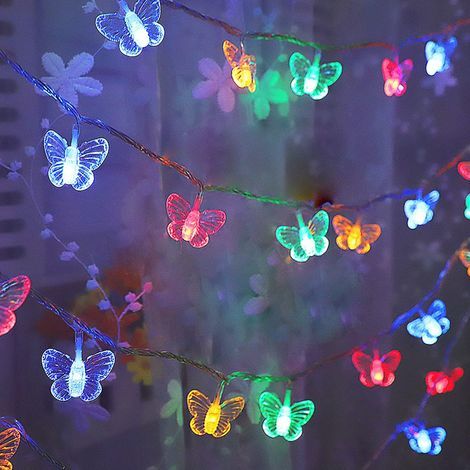 Ghirlanda luminosa a forma di farfalla, 3 m, 20 LED, a batteria. Ideale per casa, feste, compleanni, giardini, matrimoni, Natale, sia per interni che per esterni. (1/5)