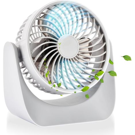 Ventilateur de bureau, ventilateur de bureau portable, ventilateur silencieux, réglable à 360°, adapté à la maison ou au bureau, voyage, blanc (1/5)