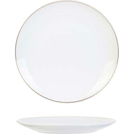 PIATTO PIANO BIANCO PERLA ORO 20 cm STRISCIA ORO (1/5)