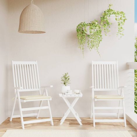 Coussins de chaise,Rembourrés pour chaise de jardin 2 pcs crème 50x50x3cm tissu oxford BGT55027 (1/5)