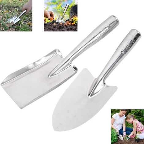 2 Gartenkellen Handkellen Gartenkelle aus Edelstahl Gartenspaten Kleine Gartenwerkzeuge Garten und Pflanzwerkzeuge zum Jäten, Umpflanzen und Grab (1/5)
