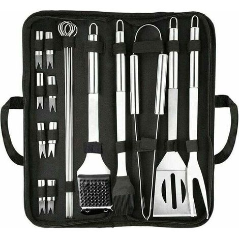 Utensilios para barbacoa, XU, 20 piezas, juego completo de herramientas premium de acero inoxidable para jardín, viajes o camping, regalo KZQ - KZQ (1/4)