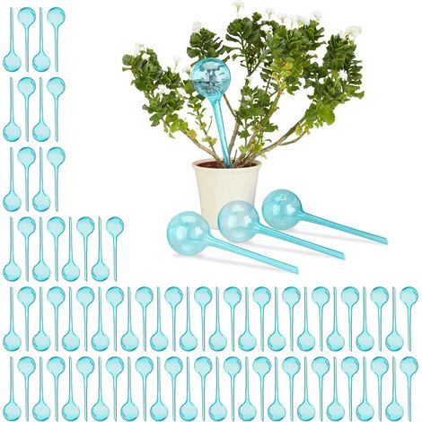 Globes d’arrosage en plastique, lot de 80, distributeur eau, plantes, 2 semaines, 250 ml, pot fleurs, bleu clair
