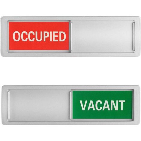 Privacy Sign, Premium Vacant Occupied Sign for Home Office Restroom Conference Hotles Hospital, Slider Door Indicator Tells Whether Room Vacant or Occupied, 7'' x 2'' - Silver