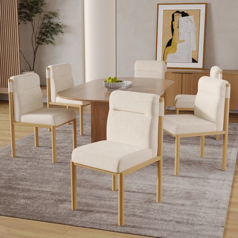 Juego de 2 sillas de comedor, asiento acolchado, respaldo cómodo, tejido Sherpa beige, metal (1/5)