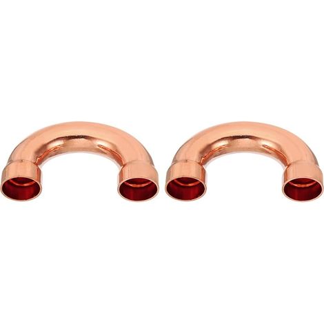 2pcs Raccord Coudé Cuivre pour Tuyaux Gaz, 22mm Raccord Tuyau d'Arrosage Durite Essence, Raccords Tuyauterie à Pression pour HVAC Climatisation Plomberie, Épaisseur 1mm - U Forme