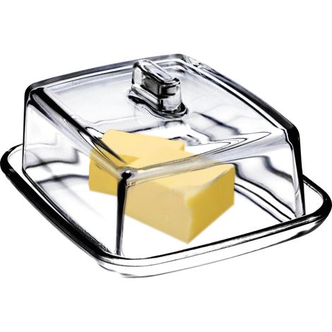 KADAX Butterdose aus Glas, rechteckige Butterglocke, klare Butterschale