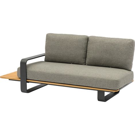 PROLOISIRS Méridienne DOX réversible droite ou gauche - 190 x 82 x 83 cm - Aluminium époxy et teck FSC - Graphite