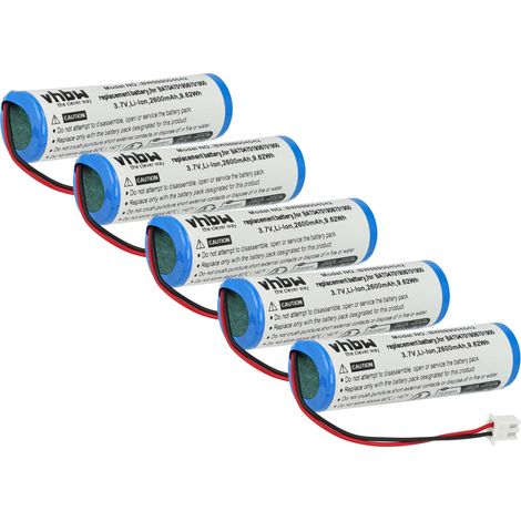 vhbw 5x Batterie compatible avec Zafferano Home Pro lampe de chevet, de salon (2600mAh, 3,7V, Li-ion)
