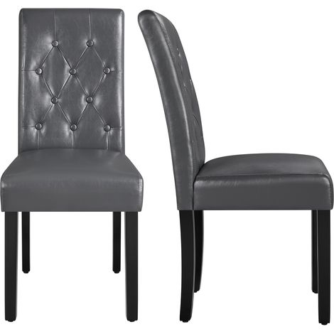 Homevive Juego de Sillas de Comedor Sillas de Cocina de Piel Sintética Sillas Acolchadas con Respaldo Patas de Madera Silla Comedor Capacidad 135 KG Gris (1/5)