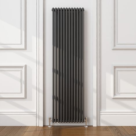 ELEGANT 1800 x 554 mm Anthracite Modern Tall Bar Radiator Efficient Panel Designer Cast Iron Style Radiator + Chrome Thermostatic Radiator Valves (1/5)