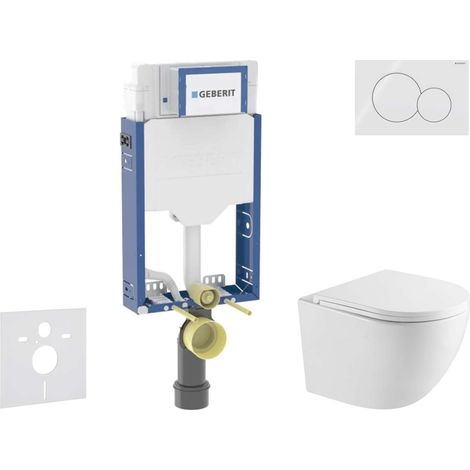 Geberit Kombifix - Set de bâti-support, cuvette Oudee et abattant softclose, plaque de déclenchement Sigma01, blanc alpin SANI15CA3140